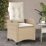 Chaises inclinables de jardin lot de 2 et coussins beige rotin