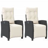 Chaises inclinables de jardin lot de 2 repose-pied noir rotin