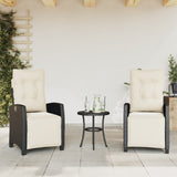 Chaises inclinables de jardin lot de 2 repose-pied noir rotin