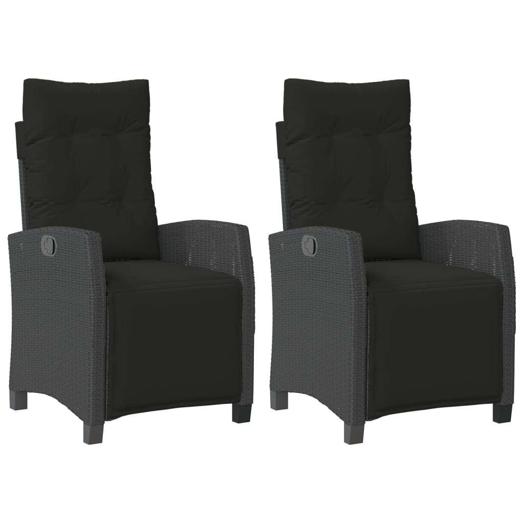 Chaises inclinables de jardin lot de 2 repose-pied noir rotin