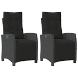 Chaises inclinables de jardin lot de 2 repose-pied noir rotin