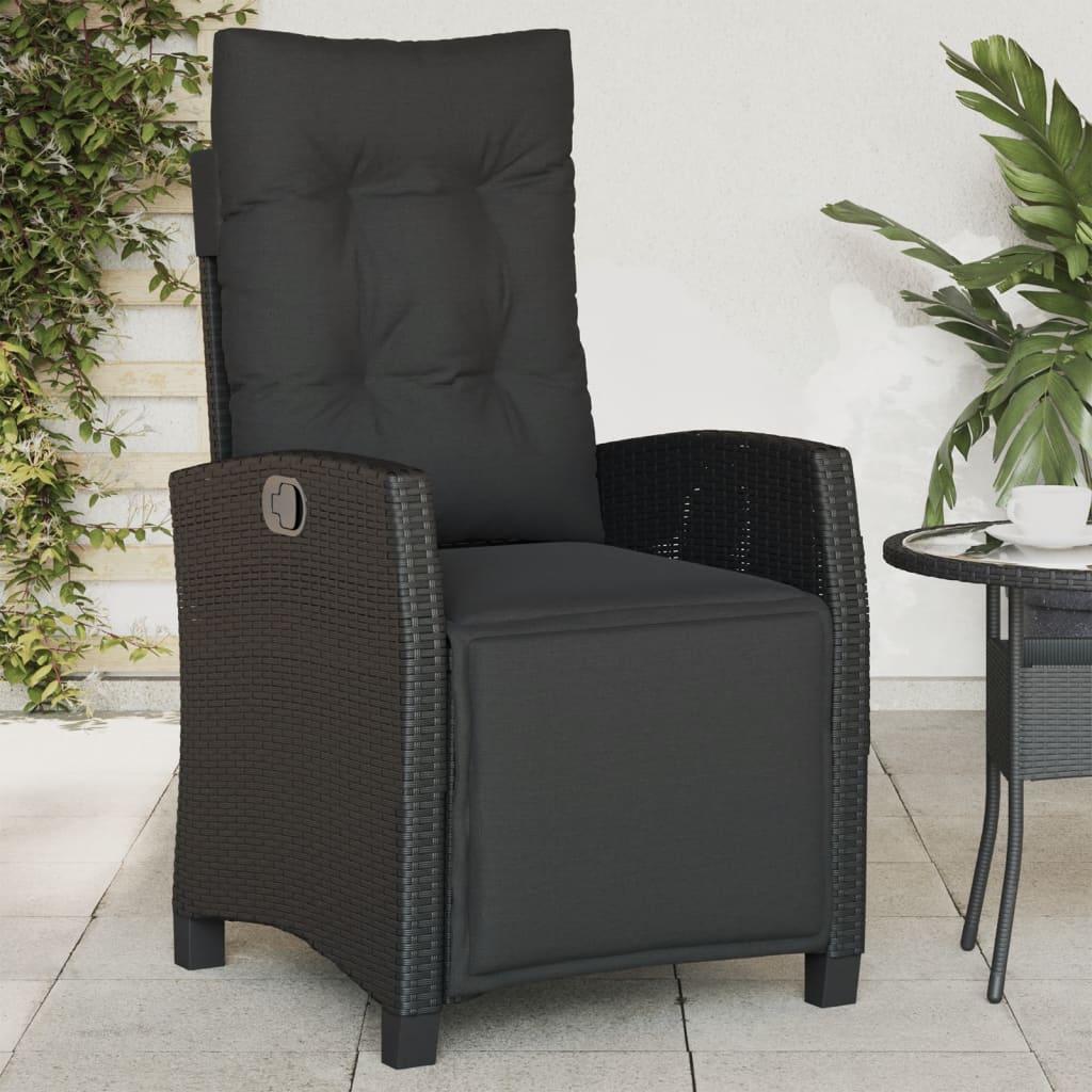 Chaises inclinables de jardin lot de 2 repose-pied noir rotin