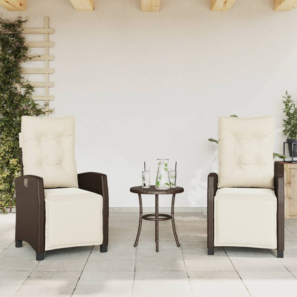 Chaises inclinables de jardin lot de 2 avec repose-pied rotin