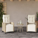 Chaises inclinables de jardin lot de 2 avec repose-pied rotin