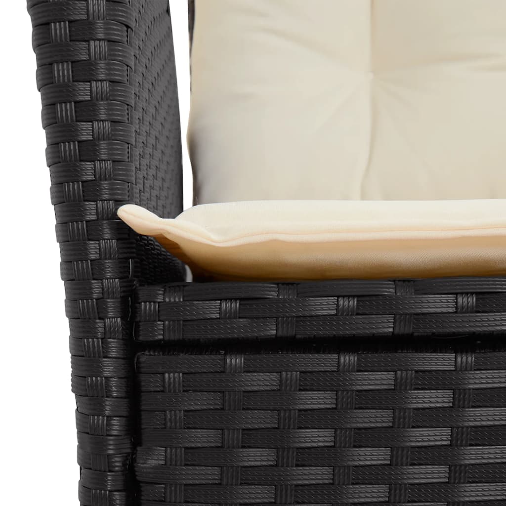 Chaise inclinable de jardin avec coussins noir résine tressée