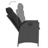 Chaise inclinable de jardin avec coussins noir résine tressée