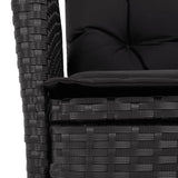 Chaise inclinable de jardin avec coussins noir résine tressée