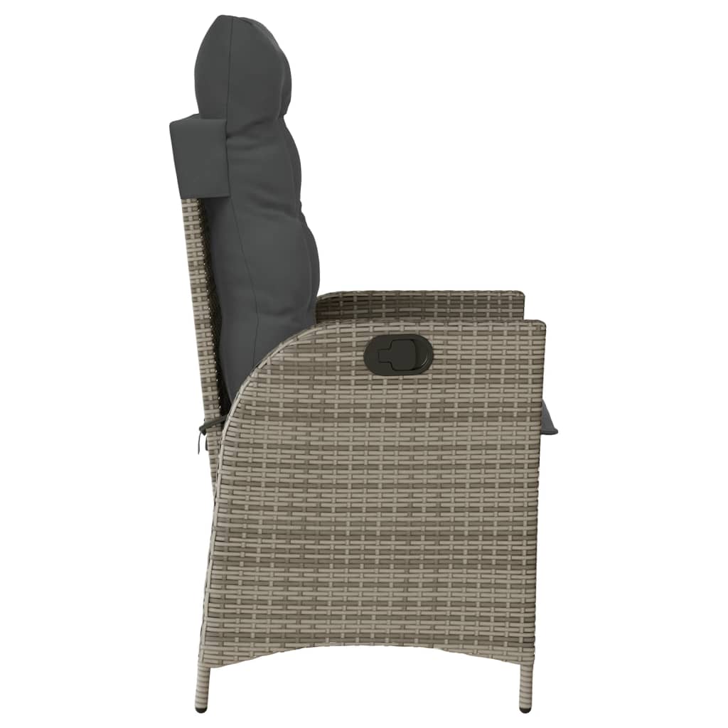 Chaise inclinable de jardin avec coussins gris résine tressée