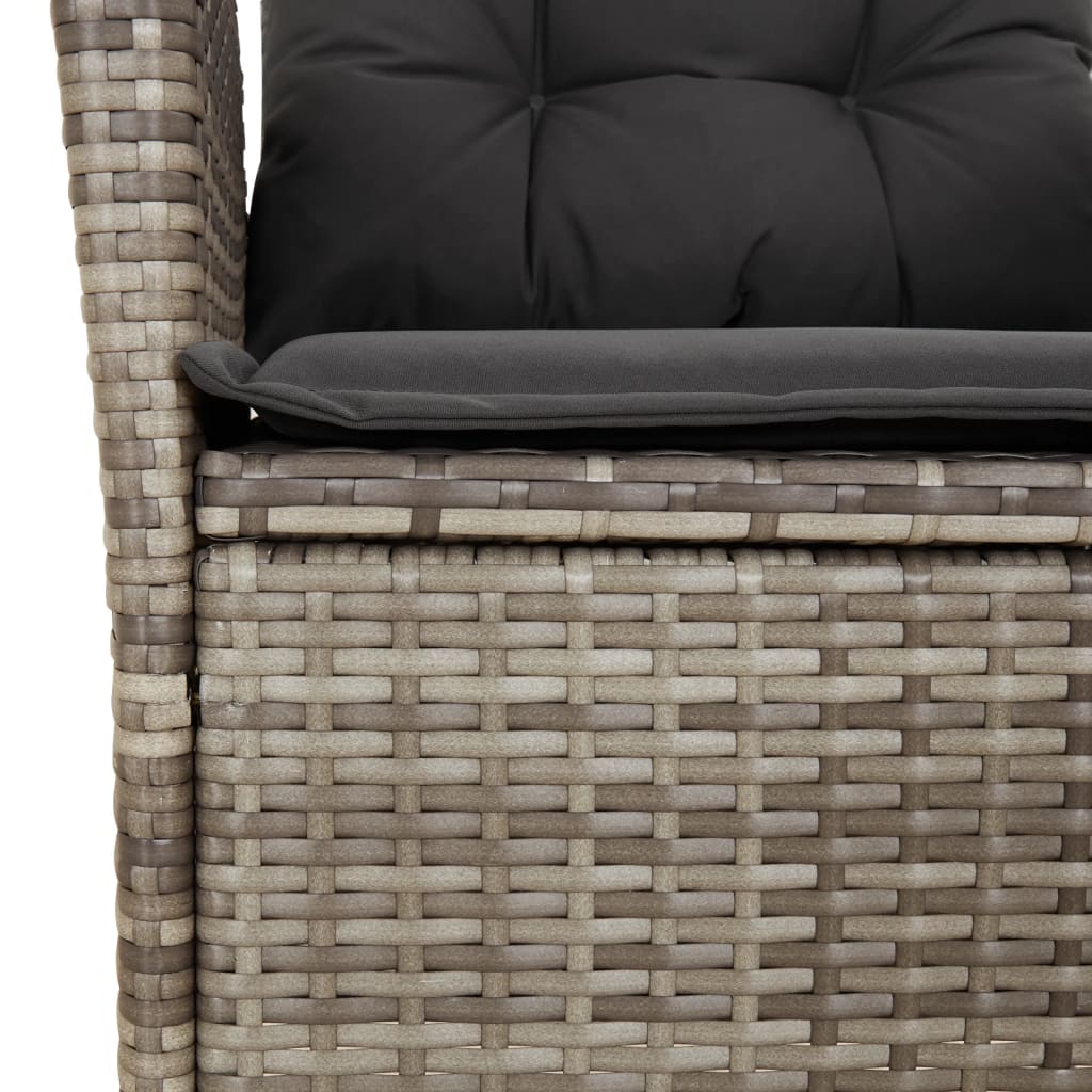 Chaise inclinable de jardin avec coussins gris résine tressée