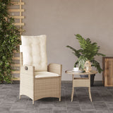 Chaise inclinable de jardin avec coussins beige résine tressée