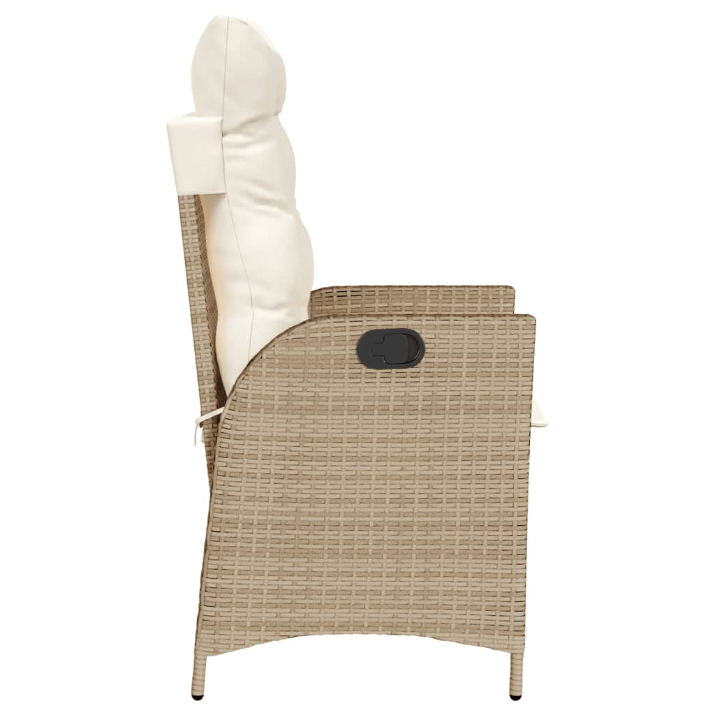 Chaise inclinable de jardin avec coussins beige résine tressée