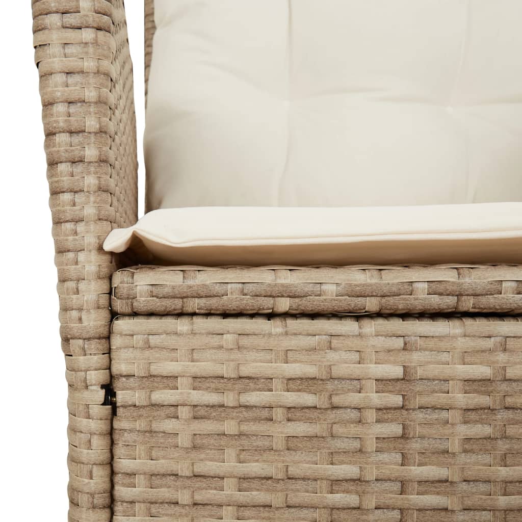 Chaise inclinable de jardin avec coussins beige résine tressée