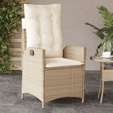 Chaise inclinable de jardin avec coussins beige résine tressée