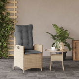 Chaise inclinable de jardin coussins mélange beige poly rotin