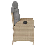 Chaise inclinable de jardin coussins mélange beige poly rotin