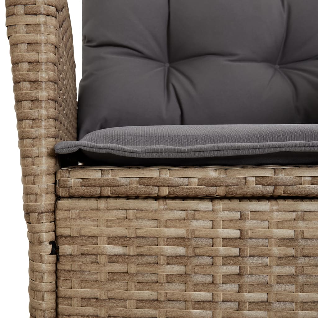 Chaise inclinable de jardin coussins mélange beige poly rotin