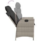 Chaise inclinable de jardin coussins gris clair résine tressée