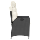 Chaises inclinables de jardin lot de 2 et coussins noir rotin