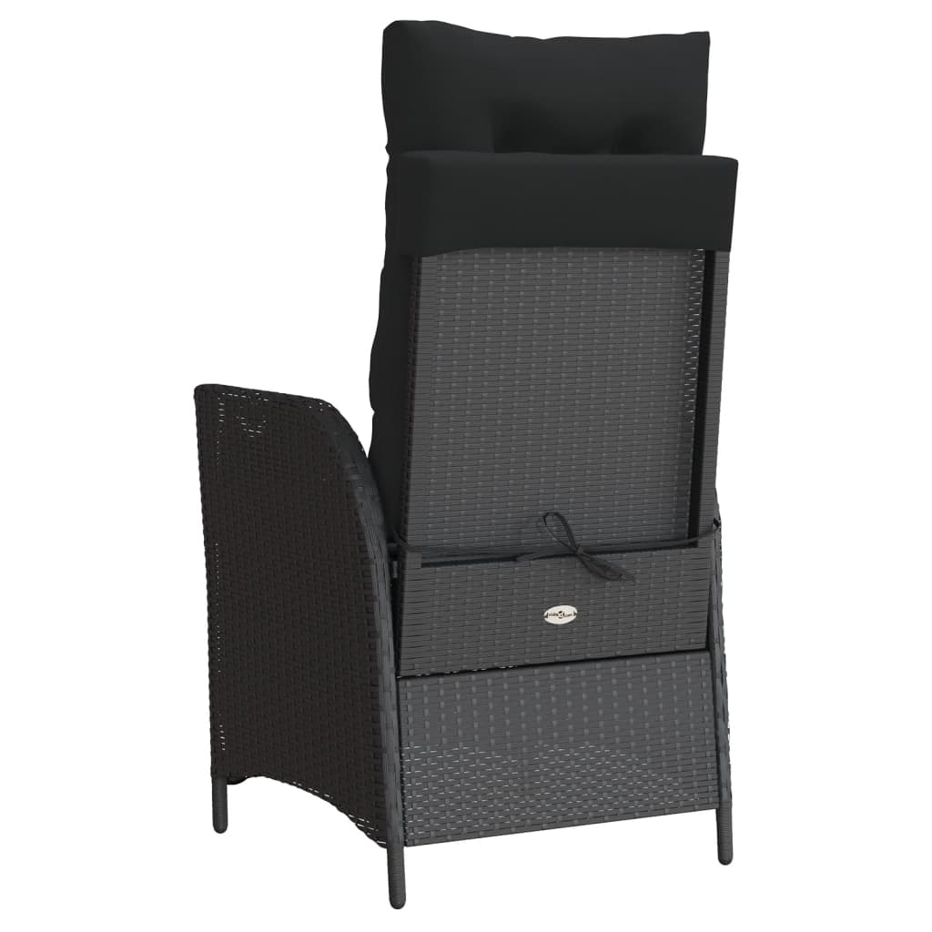 Chaises inclinables de jardin lot de 2 et coussins noir rotin