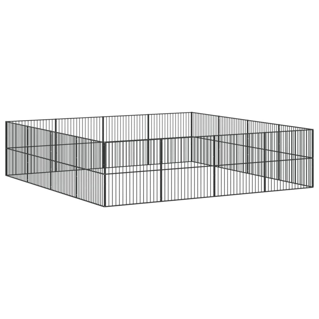 Dog park 16 panels black galvanized steel