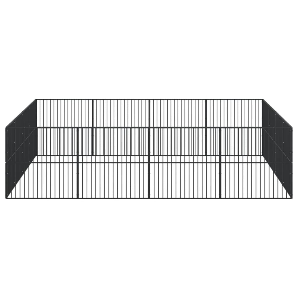 Dog park 16 panels black galvanized steel