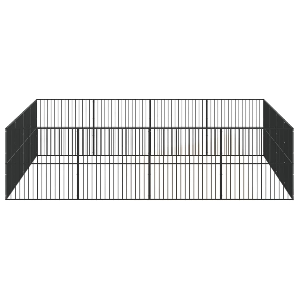 Dog park 16 panels black galvanized steel