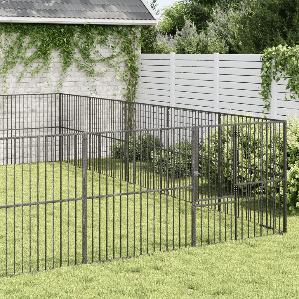 Dog park 20 panels black galvanized steel