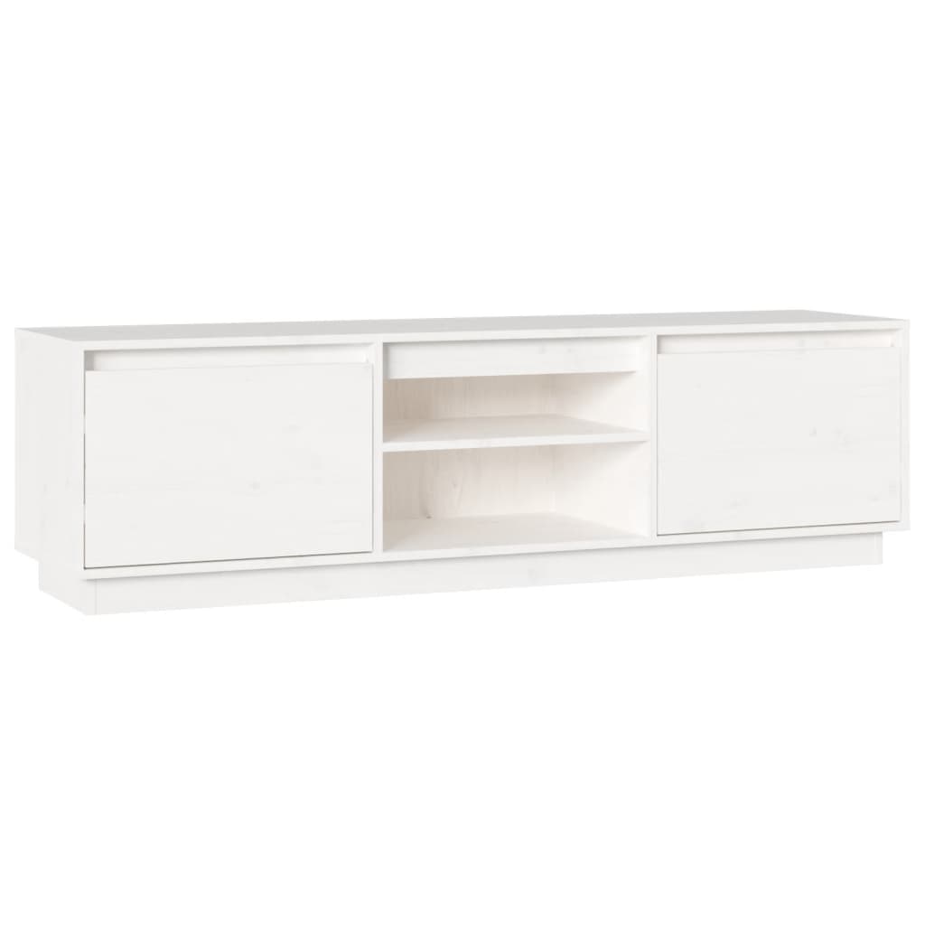 Meuble TV Blanc 140x35x40 cm Bois de pin massif