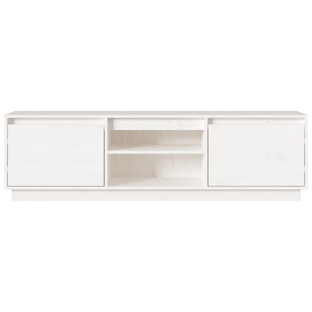 Meuble TV Blanc 140x35x40 cm Bois de pin massif