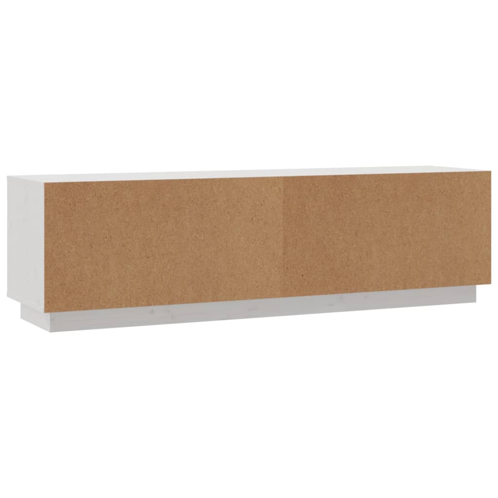 Meuble TV Blanc 140x35x40 cm Bois de pin massif