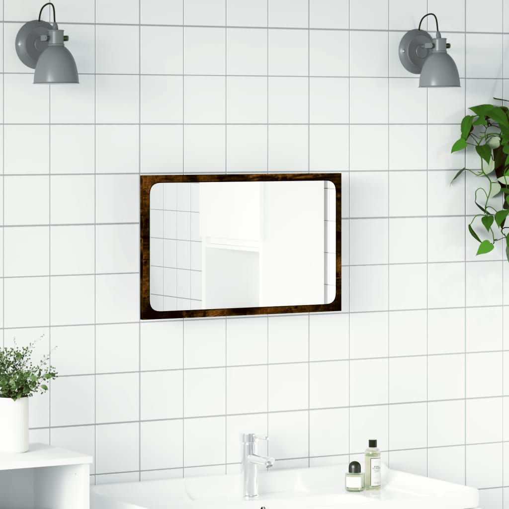 Miroir de salle de bain à LED chêne sonoma bois d'ingénierie