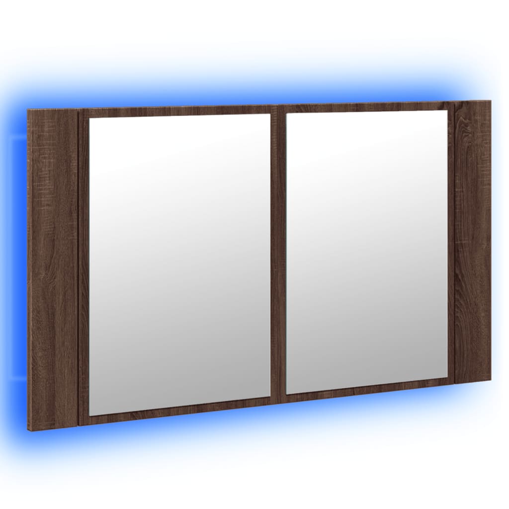 Armoire à miroir à LED de bain chêne marron 80x12x45 cm