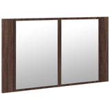 Armoire à miroir à LED de bain chêne marron 80x12x45 cm