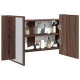 Armoire à miroir à LED de bain chêne marron 80x12x45 cm