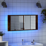 Armoire à miroir à LED de bain chêne fumé 100x12x45 cm