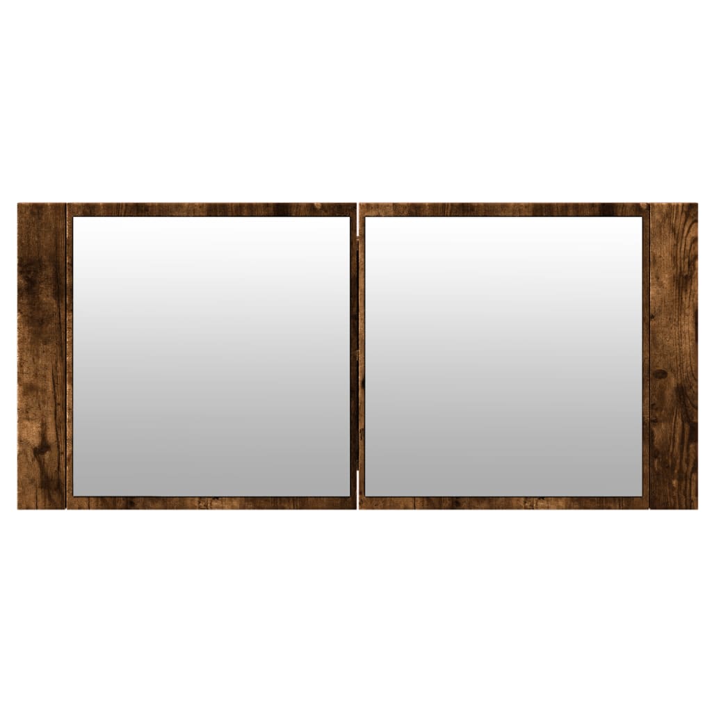 Armoire à miroir à LED de bain chêne fumé 100x12x45 cm