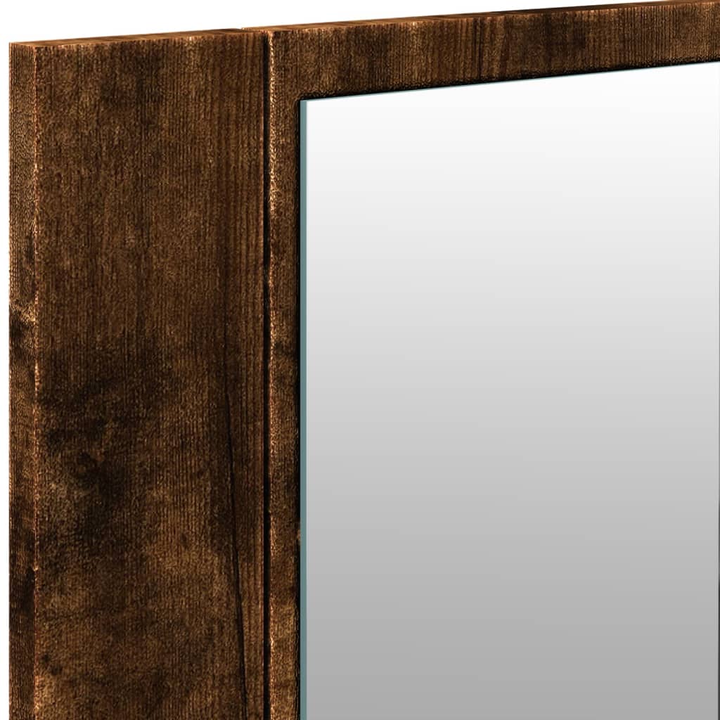 Armoire à miroir à LED de bain chêne fumé 100x12x45 cm