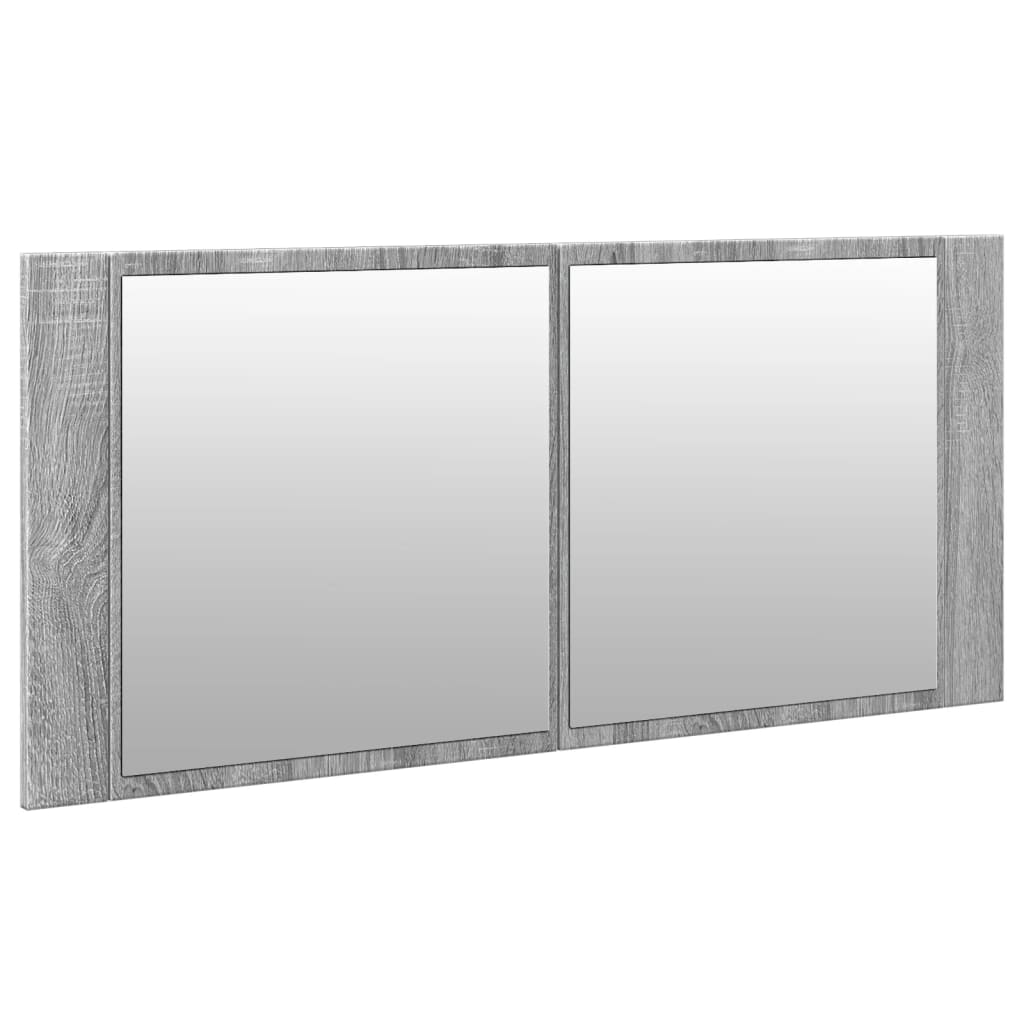 Armoire à miroir à LED de bain gris sonoma 100x12x45 cm