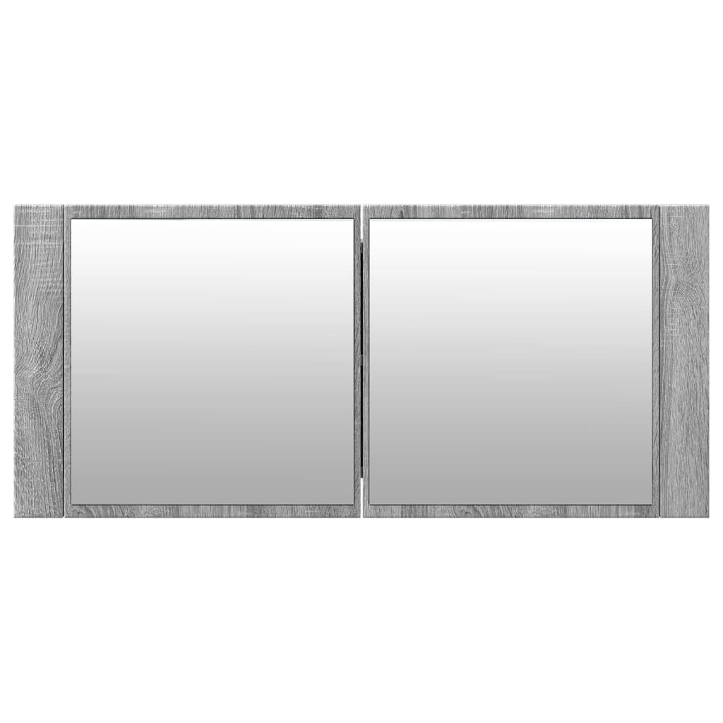 Armoire à miroir à LED de bain gris sonoma 100x12x45 cm