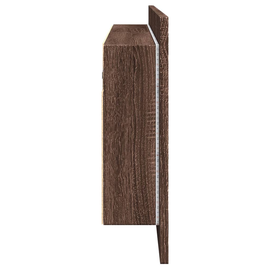 Armoire à miroir à LED de bain chêne marron 100x12x45 cm