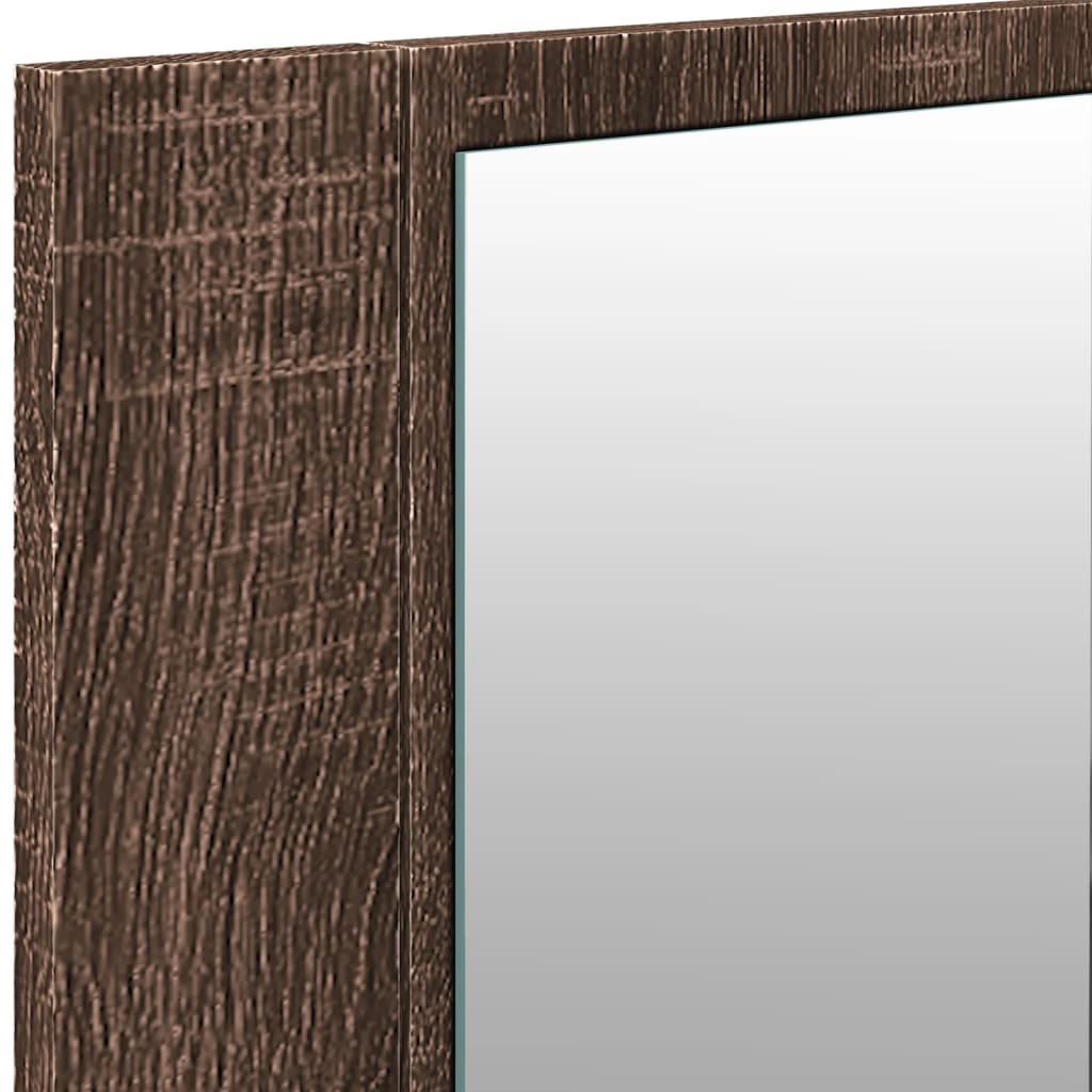 Armoire à miroir à LED de bain chêne marron 100x12x45 cm