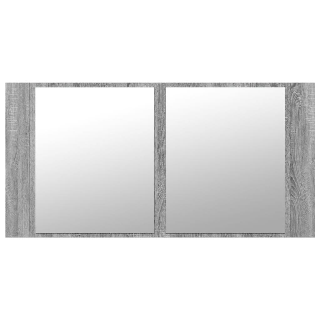 Armoire de salle de bain à miroir LED sonoma gris 90x12x45 cm