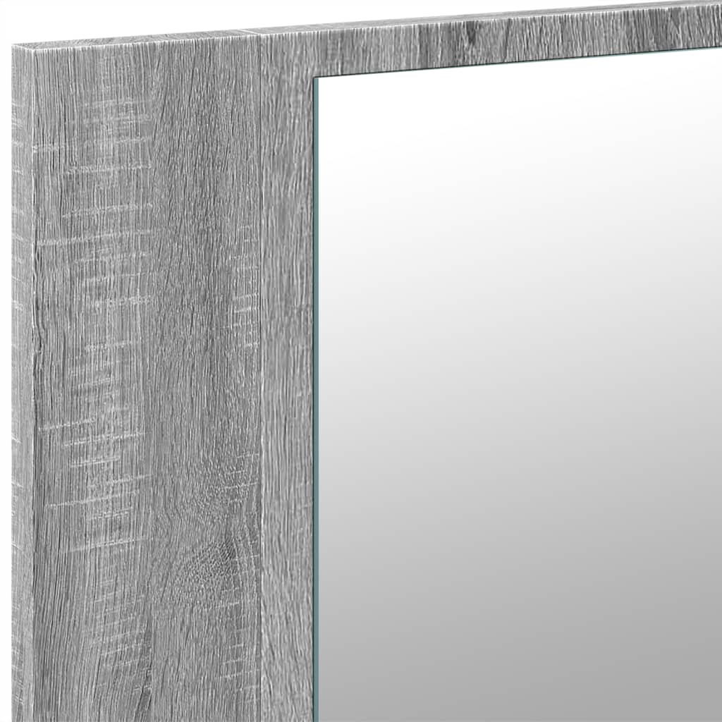 Armoire de salle de bain à miroir LED sonoma gris 90x12x45 cm