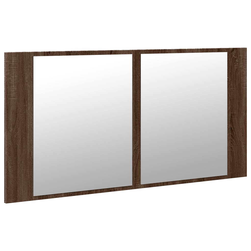 Armoire à miroir à LED de bain chêne marron 90x12x45 cm