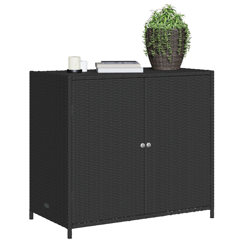 Armoire de rangement de jardin noir 83x45x76 cm résine tressée