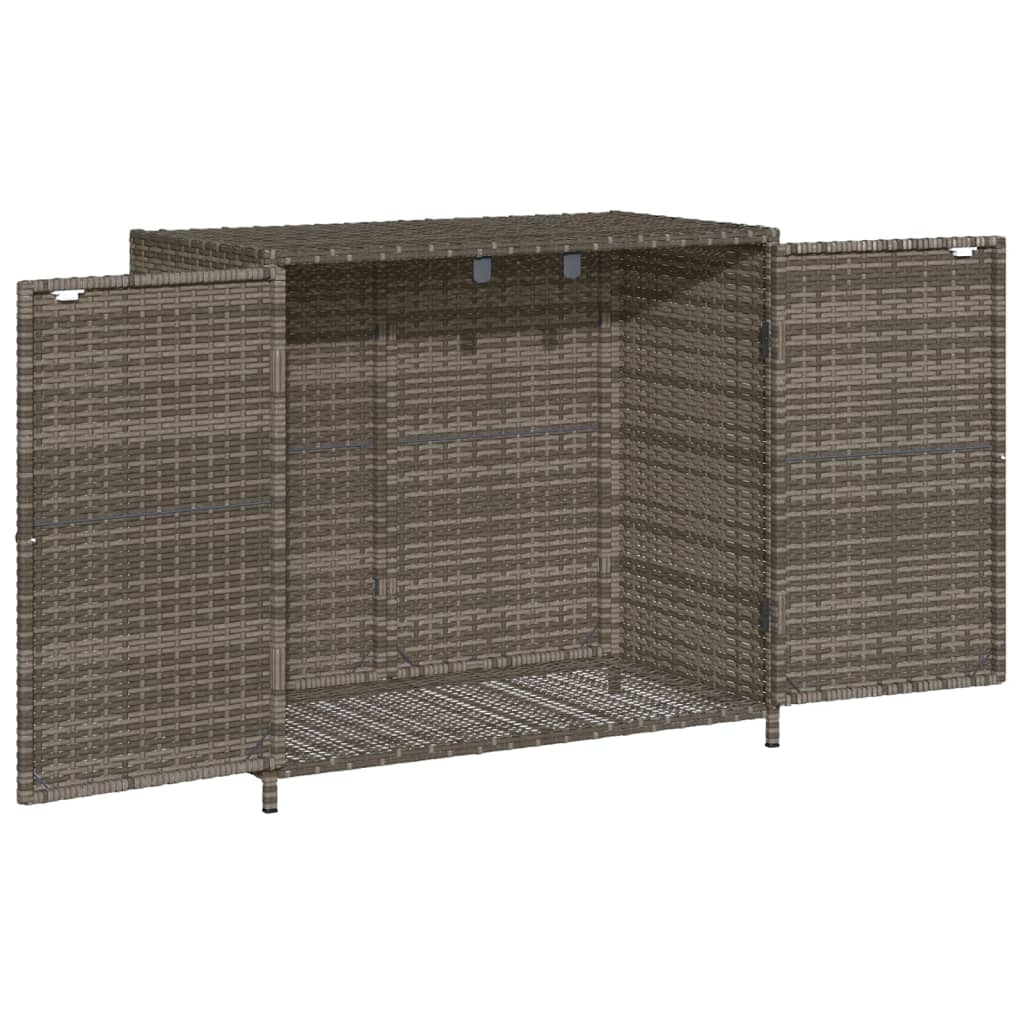 Grauer Gartenschrank 83x45x76 cm aus geflochtenem Harz