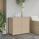 Beiger Gartenschrank 83x45x76 cm aus geflochtenem Kunstharz