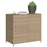 Beiger Gartenschrank 83x45x76 cm aus geflochtenem Kunstharz