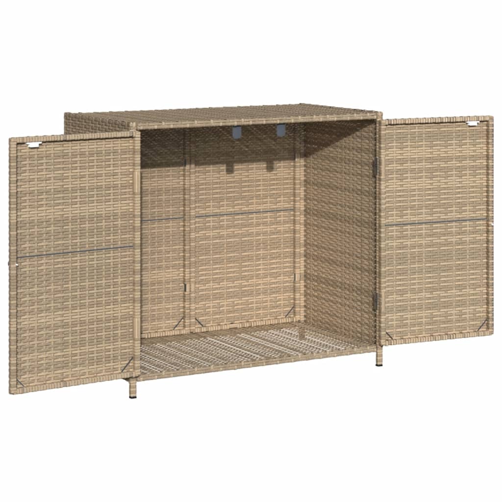 Beiger Gartenschrank 83x45x76 cm aus geflochtenem Kunstharz