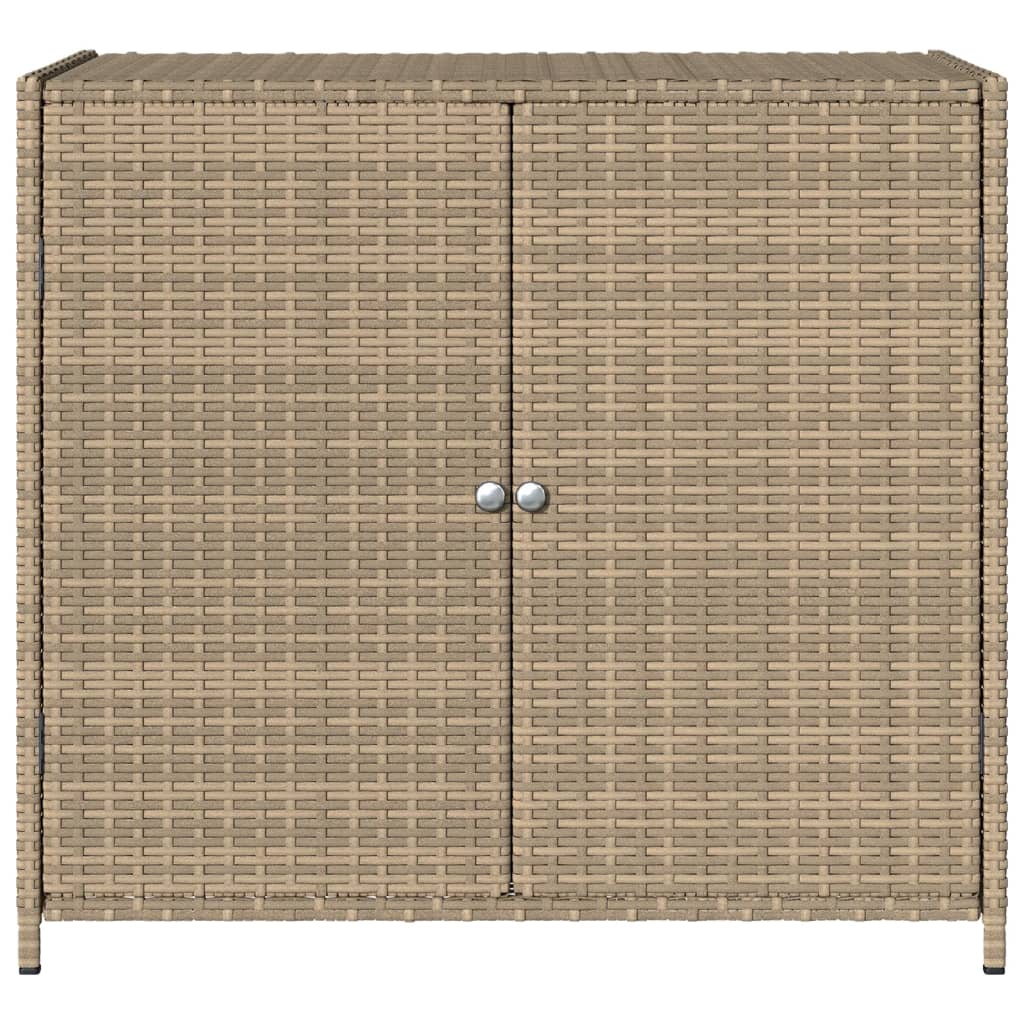 Beiger Gartenschrank 83x45x76 cm aus geflochtenem Kunstharz